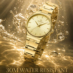 REWARD RD 213032L Quartz Watch - Live Edition Women's Elegant 28mm Full IPG Gold Stainless Steel Band Luminous Hands Sunburst Radial Dial Wristwatch