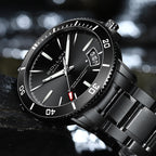 Sollen SL609 Automatic Watch - Men's Stainless Steel 5-Bead Bracelet Rotatable Bezel Seiko NH35A Wristwatch