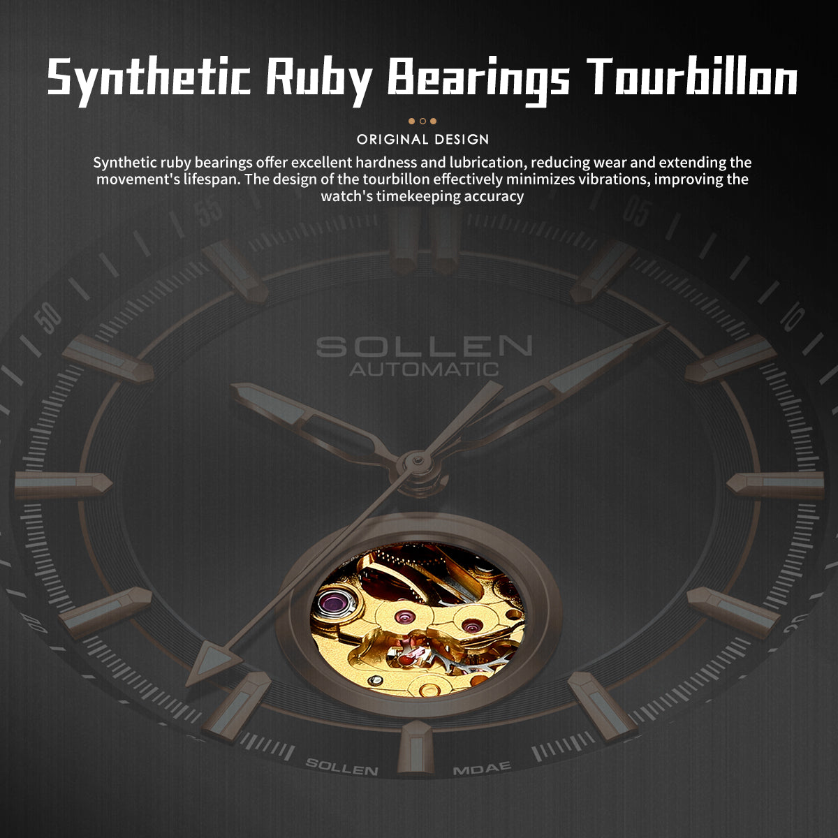 Sollen SL360 Men's Open Heart Automatic Mechanical Watch - 42mm Stainless Steel Case Slim 9.9mm Miyota Movement Luminous Markers Mesh Bracelet Wristwatch