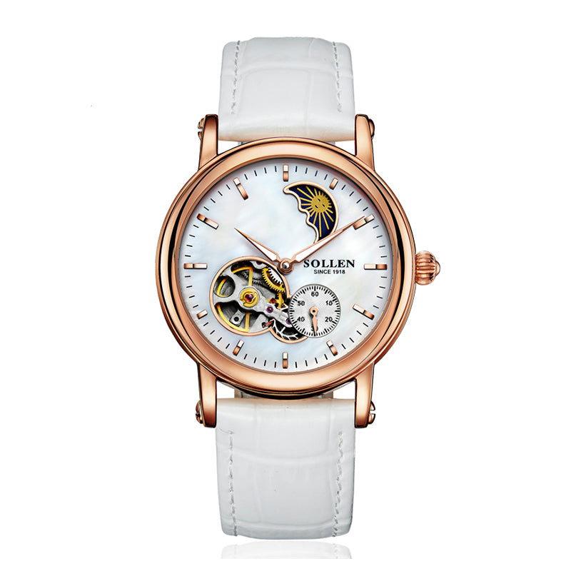 Sollen SL401 Automatic Watch - Women's Genuine Leather Mechanical Wristwatch