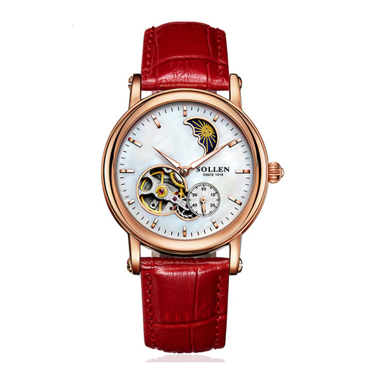Sollen SL401 Automatic Watch - Women's Genuine Leather Mechanical Wristwatch