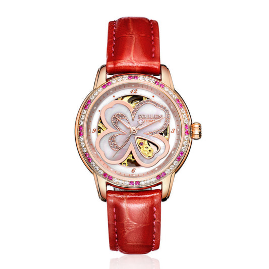 Sollen SL405 Automatic Watch - Women's Genuine Leather Mechanical Wristwatch