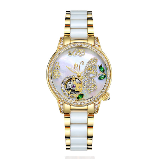 Sollen SL406 Automatic Watch - Women's Ceramic & Stainless Steel Mechanical Wristwatch