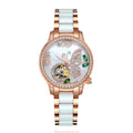 Sollen SL406 Women's Butterfly Open Heart Automatic Watch - 35mm Crystal Bezel Sapphire Crystal Miyota 90S5 Ceramic Bracelet Wristwatch