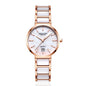 Sollen SL407 Women's Ultra Slim Quartz Watch - 29.5mm Mother of Pearl Dial Seiko VJ12 Date Ceramic Stainless Steel Bracelet Wristwatch