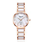 Sollen SL407 Women's Ultra Slim Quartz Watch - 29.5mm Mother of Pearl Dial Seiko VJ12 Date Ceramic Stainless Steel Bracelet Wristwatch