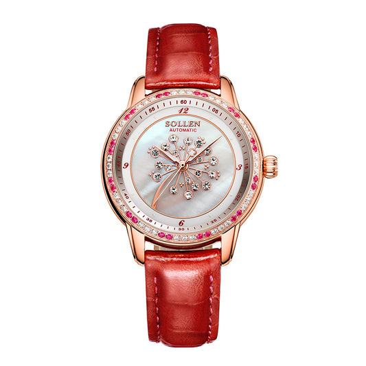 Sollen SL408 Automatic Watch - Women's Genuine Leather Mechanical Wristwatch