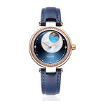 Sollen SL410 Women's Moon Phase Automatic Mechanical Watch - 32.5mm Crystal Bezel Mother of Pearl Dial Wristwatch