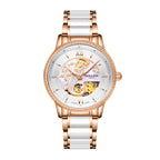 Sollen SL412 Women's Skeleton Automatic Watch - 36.5mm Crystal Bezel Sapphire Crystal Miyota 82S0 Ceramic Bracelet Wristwatch