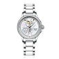 Sollen SL415 Women's Floral Skeleton Automatic Watch - 32.5mm Crystal Bezel Mother of Pearl Dial Ceramic Stainless Steel Bracelet Wristwatch