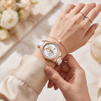Sollen SL415 Women's Floral Skeleton Automatic Watch - 32.5mm Crystal Bezel Mother of Pearl Dial Ceramic Stainless Steel Bracelet Wristwatch