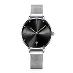Sollen SL416 Women's Automatic Mechanical Watch - 36mm Stainless Steel Case Slim 9.9mm 24-Hour Subdial Date Mesh Bracelet Wristwatch