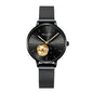 Sollen SL418 Women's Open Heart Automatic Mechanical Watch - 36mm Stainless Steel Case Slim 9.9mm Small Seconds Mesh Bracelet Wristwatch