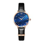 Sollen SL420 Women's Iolite Stone Dial Quartz Watch - Crystal Bezel Swarovski Zirconia Accent Genuine Leather Strap Wristwatch