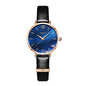 Sollen SL420 Women's Iolite Stone Dial Quartz Watch - Crystal Bezel Swarovski Zirconia Accent Genuine Leather Strap Wristwatch