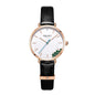 Sollen SL422 Women's Malachite Accent Quartz Watch - Crystal Bezel Swarovski Zirconia Genuine Leather Strap Wristwatch
