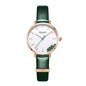 Sollen SL422 Women's Malachite Accent Quartz Watch - Crystal Bezel Swarovski Zirconia Genuine Leather Strap Wristwatch