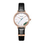 Sollen SL422 Women's Malachite Accent Quartz Watch - Crystal Bezel Swarovski Zirconia Genuine Leather Strap Wristwatch
