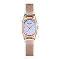 Sollen SL425 Women's Oval Holographic Quartz Watch - 20x26mm Rainbow Dial Rose Gold Mesh Bracelet Wristwatch