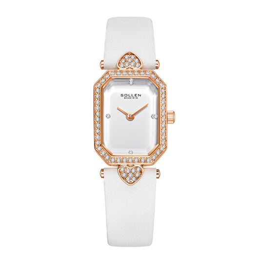 Sollen SL426 Quartz Watch - Women's Genuine Leather Geometric Wristwatch