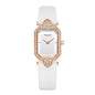 Sollen SL426 Women's Tank Quartz Watch - 20x26mm Slim 7mm Crystal Bezel Swarovski Zirconia Genuine Leather Strap Wristwatch