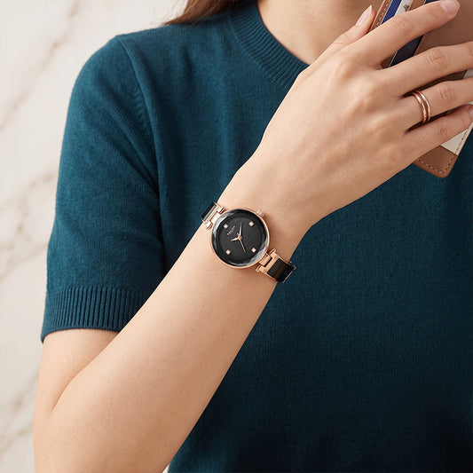 Sollen SL428 Quartz Watch - Women's Stainless Steel Bangle Wristwatch