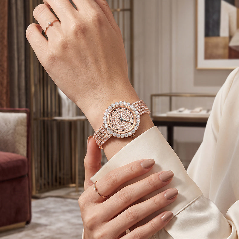 Sollen SL431 Women's Quartz Watch - 30mm Full Pave Crystal Dial Iced Out Bracelet Wristwatch