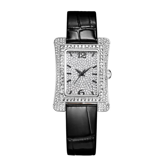 Sollen SL432 Quartz Watch - Women's Genuine Leather Geometric Rectangular Wristwatch