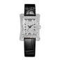 Sollen SL432 Women's Tank Quartz Watch - 33x43mm Full Pave Crystal Dial Iced Out Genuine Leather Strap Wristwatch