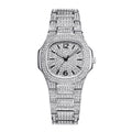 Sollen SL437 Women's Quartz Watch - 33x30mm Full Pave Crystal Dial Fully Iced Out Stainless Steel Bracelet Wristwatch
