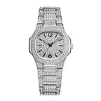 Sollen SL437 Women's Quartz Watch - 33x30mm Full Pave Crystal Dial Fully Iced Out Stainless Steel Bracelet Wristwatch