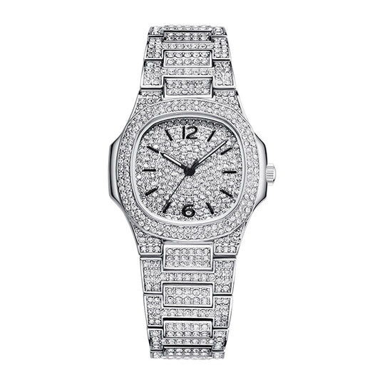 Sollen SL437 Quartz Watch - Women's Full Crystal Pave Integrated Bracelet Wristwatch