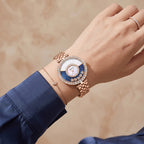 Sollen SL453 Quartz Watch - Women's Stainless Steel Link Bracelet Celestial Dial with Moving Stars