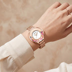 Sollen SL455 Quartz Watch - Women's Stainless Steel Bracelet Starry Enamel Dial with Floating Beads