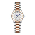 Sollen SL469 Women's Quartz Watch - 33mm Dial 11 Zirconia Markers Blue Sword Hands Two-Tone Stainless Steel Bracelet Wristwatch