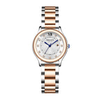 Sollen SL469 Women's Quartz Watch - 33mm Dial 11 Zirconia Markers Blue Sword Hands Two-Tone Stainless Steel Bracelet Wristwatch