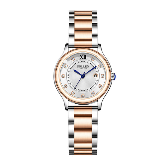 Sollen SL469 Quartz Watch - Women's Two-Tone Stainless Steel Date Wristwatch