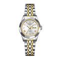 Sollen SL472 Women's Quartz Watch - 27mm Sunray Dial Day Date Luminous Two-Tone Stainless Steel Bracelet Wristwatch