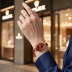 Sollen SL473 Quartz Watch - Women's Oval Wine Red Dial Rhombic Chalcedony Jewelry Bracelet Wristwatch