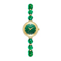 Sollen SL475 Quartz Watch - Women's Gold Green Chalcedony Beaded Bracelet Genuine Diamond Wristwatch