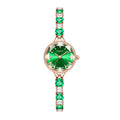 Sollen SL478 Quartz Watch - Women's Rose Gold Ice Green Dial Prismatic Glass Jewelry Bracelet Wristwatch