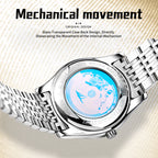 Sollen 9008 Automatic Watch - Men's Sunray Dial Slim Profile 9-Bead Stainless Steel Bracelet Wristwatch