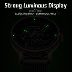 Sollen SL202 Men's Full Skeleton Automatic Mechanical Watch - 42mm Stainless Steel Case Frosted Open Dial Luminous Hands Wristwatch