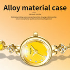 Sollen SL476 Quartz Watch - Women's Gold Yellow Chalcedony Jewelry Bracelet Genuine Diamond Wristwatch