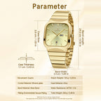 REWARD RD 611264M Quartz Watch - Live Edition Men's Retro TV-Shaped Full IPG Gold Stainless Steel Band Separated Day-Date Sunburst Dial Wristwatch
