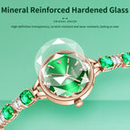Sollen SL478 Quartz Watch - Women's Rose Gold Ice Green Dial Prismatic Glass Jewelry Bracelet Wristwatch