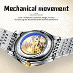 Sollen 9052 Automatic Watch - Men's Dress 8 Crystal Accent 8 Faceted Marker 7-Bead Stainless Steel Bracelet Wristwatch
