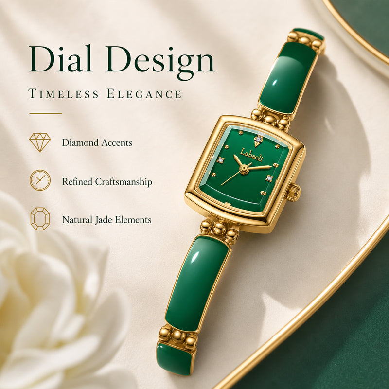 Labaoli LA653 Quartz Watch - Live Edition Women's Elegant 20mm Square Tonneau Case Faceted Diamond-Cut Glass Minimalist Crystal Dial Full IPG Gold Enamel Texture Bangle Bracelet Timepiece