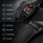 JEMSDUN JSD724 Live Edition Men's Futuristic Racing Engine Quartz Watch - 50x43mm Rose Gold Case V8 Engine Cylinder Dial Bullhead Crown Silicone Strap Wristwatch