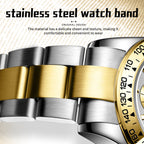 Sollen SL808 Multi-Function Watch - Men's Moonphase Sunray Dial Luminous Markers 3-Bead Stainless Steel Bracelet Wristwatch